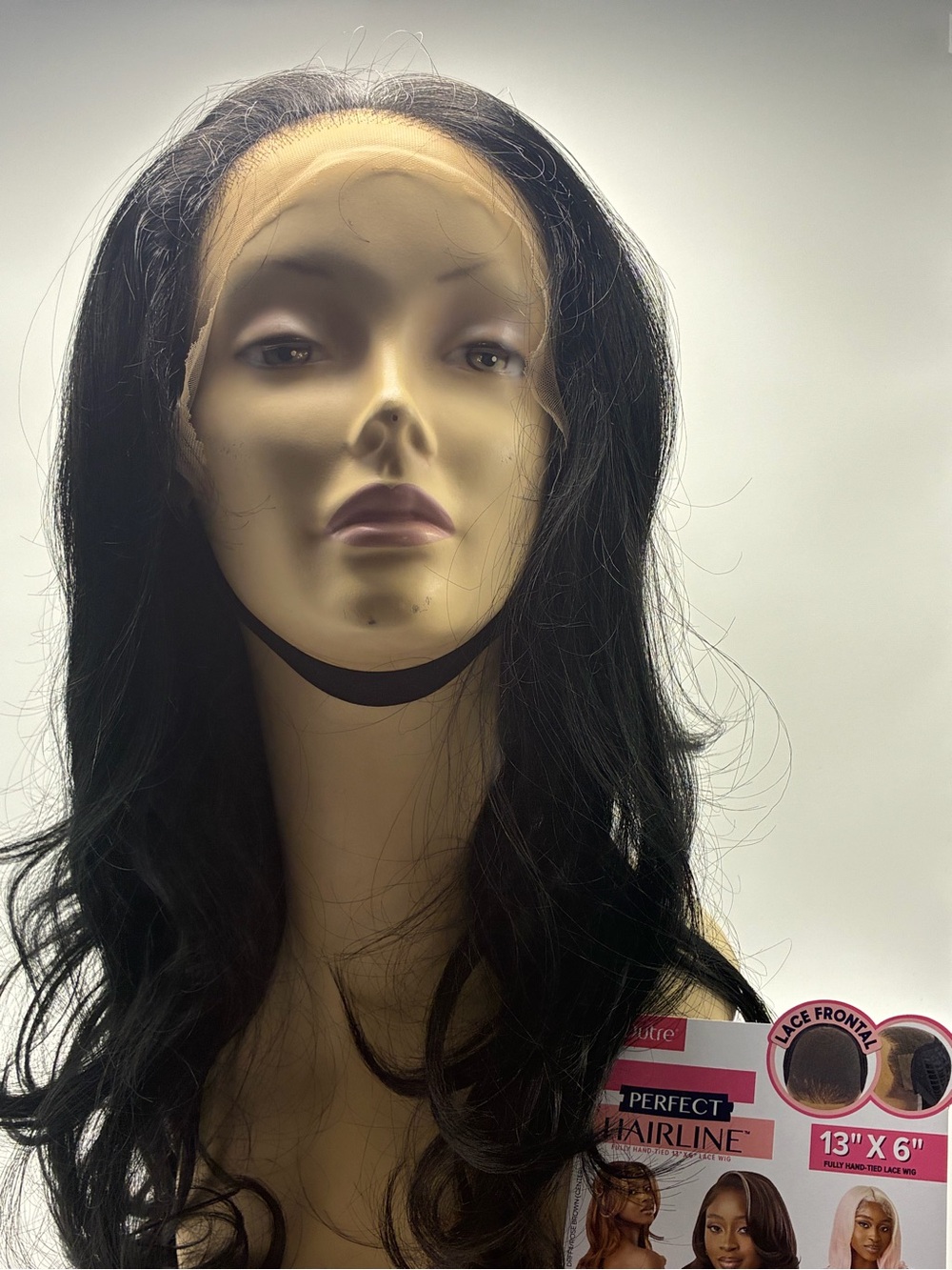 Black Lace Front Wig - 13" x 6".  Synthetic 22”